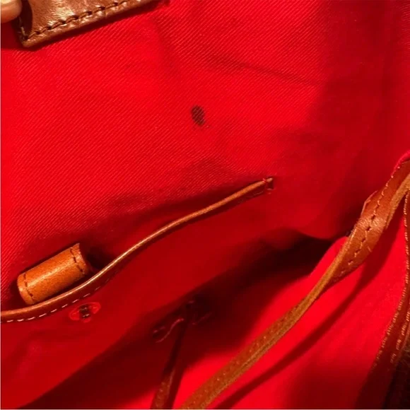 Dooney & Bourke Glossy Blue and Brown Tote - Picture 4 of 13